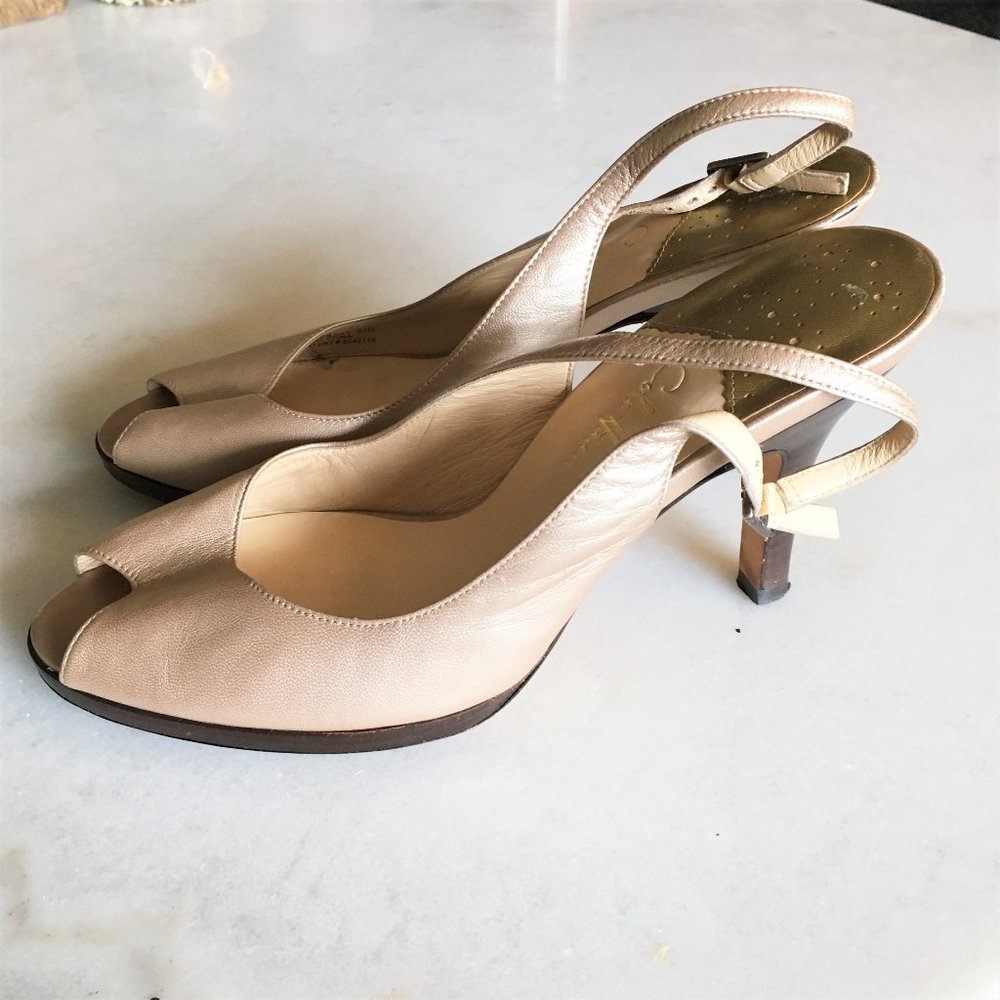 Cole Haan Nike Air Carma slingback pump high heel nude shoes, blush & brown